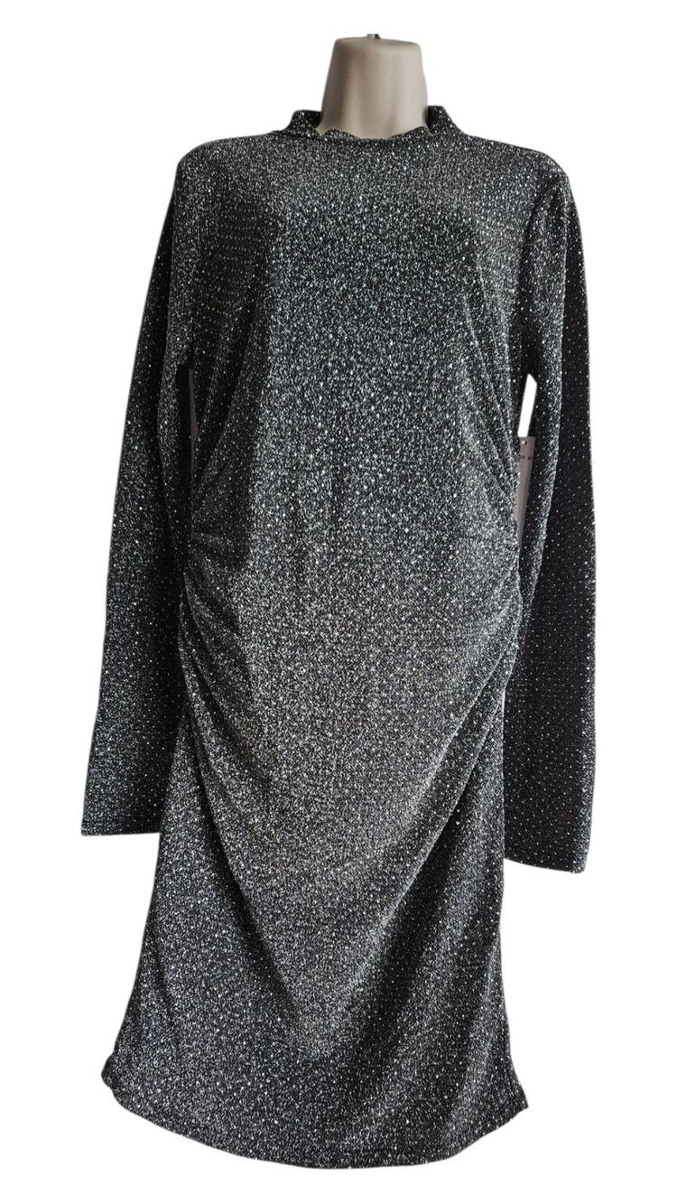Madden Girl Silver Shimmery Glam Sparkly Whimsical Metallic Eveningwear Dress Xl